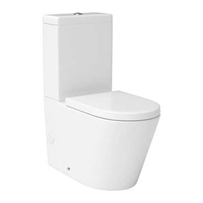 Cesar Short Projection Close Coupled Rimless Toilet and Soft Close Seat with Cistern