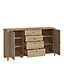 Cestino 2 door 4 Drawer Sideboard in Jackson Hickory Oak and Rattan Effect