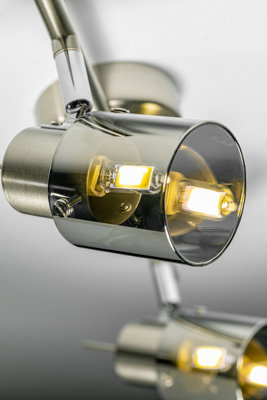 CGC 4 Light Brushed Chrome Spotlight with Smoked Glass