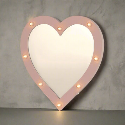 CGC AMORE Pink Heart Shape LED Mirror Wall Mount
