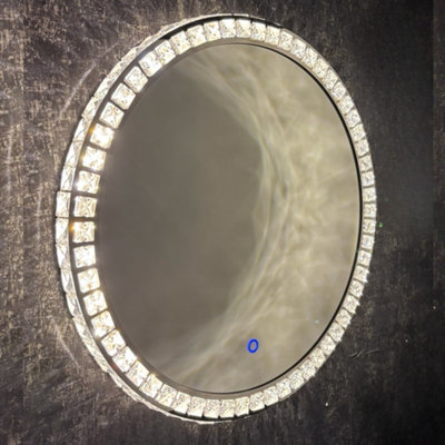 CGC ARIELLA 600mm Round Crystal LED Mirror Light with 3 CCT switch