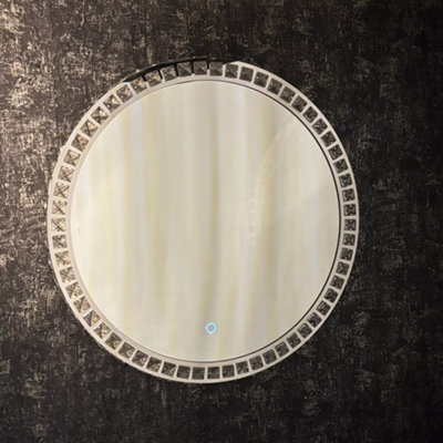 CGC ARIELLA 600mm Round Crystal LED Mirror Light with 3 CCT switch