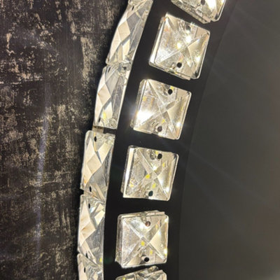 CGC ARIELLA 600mm Round Crystal LED Mirror Light with 3 CCT switch