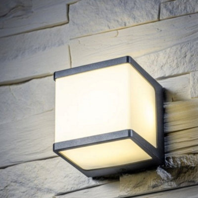 CGC AYRA Black Square LED Outdoor Outside Cube Wall Light 4000k IP54 10W 1000lm