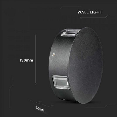 CGC Black 4 Way LED Round Outdoor Indoor Wall Light Multi Direction