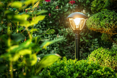 CGC Black Curved Post Bollard Coach Lantern Outdoor Garden Light