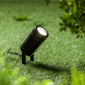 CGC Black GU10 Ground Spot Light Spike or Surface Mount IP44 Weatherproof Polycarbonate Garden Outside Outdoor Path Tree Lamp