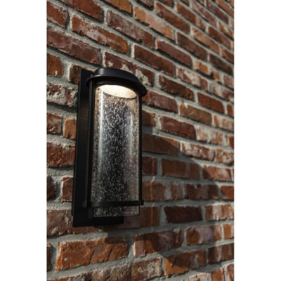 CGC Black LED Outdoor Wall Light With Bubble Glass Diffuser