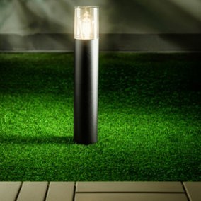 CGC Black Outdoor 0.5m Post Bollard Light Smoked Diffuser Modern Design Garden Patio Outside Driveway Path E27 IP54 Weatherproof