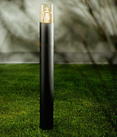 CGC Black Outdoor 0.8m Post Bollard Light Smoked Diffuser Modern Design Garden Patio Outside Driveway Path E27 IP54 Weatherproof