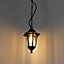 CGC Black Outdoor Hanging Ceiling Lantern Traditional Light Porch Terrace Patio Door Lamp IP44 Weatherproof Polycarbonate E27