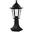 CGC Black Outdoor Pedestal Short Post Lantern Traditional Vintage Light Garden Patio Door Lamp IP44 Weatherproof Polycarbonate
