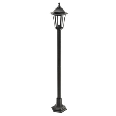 CGC Black Outdoor Tall Post Lantern Traditional Vintage Light Garden Terrace Patio Lamp IP44 Weatherproof Polycarbonate E27 Screw