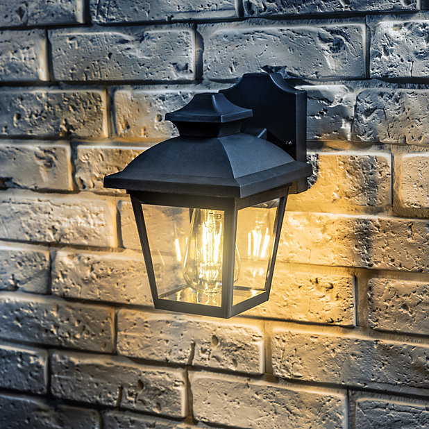 Modern Black Lantern Garden Outdoor Lamp Retro Wall Light Fixture Lighting Porch 