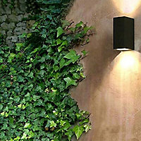 CGC Black Rectangle Double Spotlights Outdoor Garden Porch Patio Wall Light