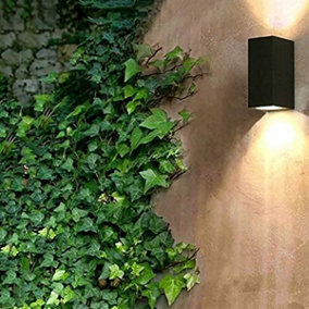 CGC Black Rectangle Double Spotlights Outdoor Garden Porch Patio Wall Light
