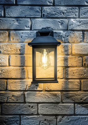 CGC Black Rectangular Outdoor Wall Lantern Modern Vintage Light Garden Porch Patio Gate Lamp IP44 Weatherproof Polycarbonate E27