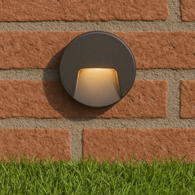 CGC Black Round LED Surface Mount Wall Light Down Diffuser Natural ...
