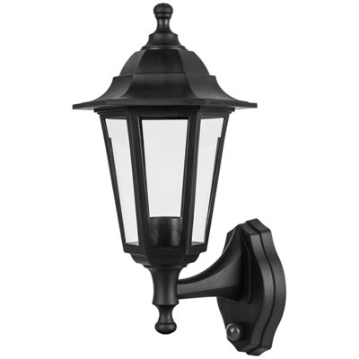 CGC Black Security Outdoor Wall Lantern with Motion Sensor PIR ...
