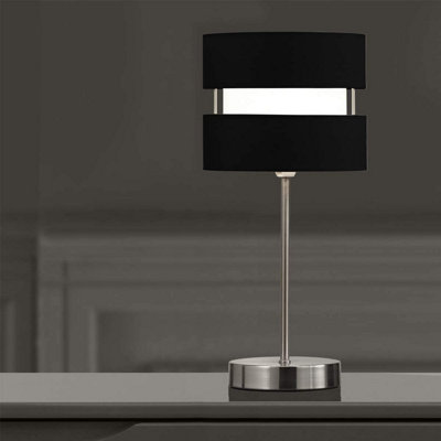Buy CGC Black Two Tier Layer Satin Chrome Nickel Table Lamp Shade