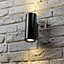 CGC Black Up and Down GU10 Wall Light Curved Outdoor Garden IP54 Weatherproof Polycarbonate Outside Door Patio Wall Lamp