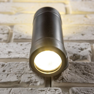 CGC Black Up and Down Outdoor Wall Light GU10 Outside Garden Patio Garage Door Lamp IP54 Weatherproof Polycarbonate