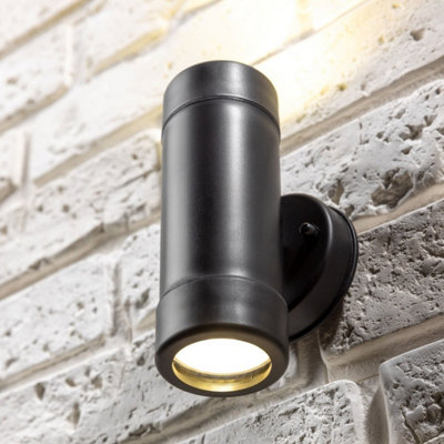 CGC Black Up and Down Outdoor Wall Light GU10 Outside Garden Patio Garage Door Lamp IP54 Weatherproof Polycarbonate