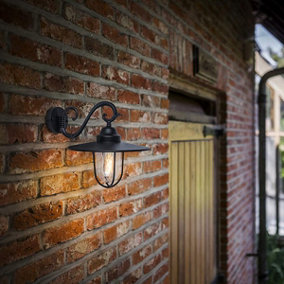CGC Black Vintage Style Outdoor Wall Garden Porch Lantern Light