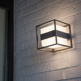 CGC BRITNEY Dark Grey Cube Outdoor LED Wall Light