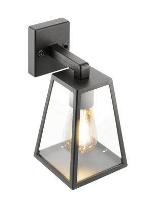 CGC CALLIE Black Outdoor Wall Light Triangle Clear Diffuser