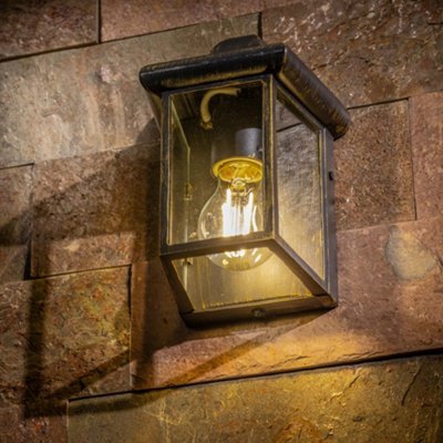 CGC CAMILA Antique Bronze Outdoor Wall Lantern Clear Diffuser