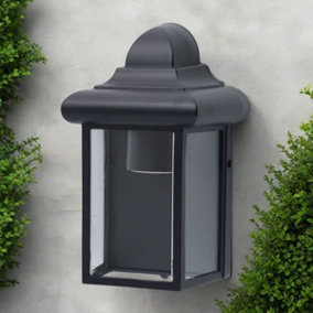 CGC CAMILA Black Outdoor Wall Lantern Clear Diffuser