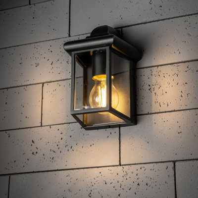 CGC CAMILA Black Outdoor Wall Lantern Clear Diffuser
