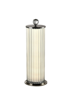 CGC CELIA White and Chrome Opal Crystal Bar Cylinder Built in LED Table Lamp