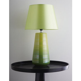 CGC Ceramic Green Glazed Table Lamp with Green Faux Silk Shade