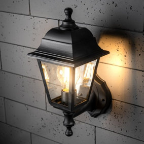 CGC DAHLIA Black Outdoor Wall Lantern Vintage Wall Light IP44 E27 Standard Screw Polycarbonate