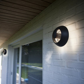 CGC Dark Grey Modern Circular LED Outdoor Garden Porch Wall Light