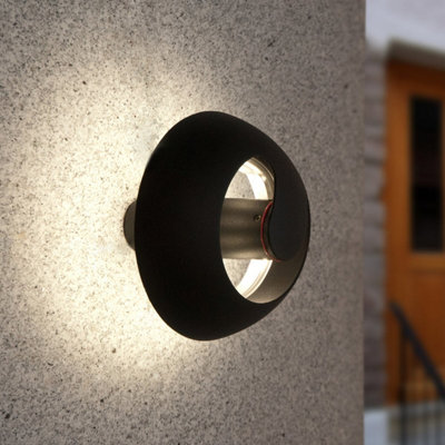 CGC Dark Grey Modern Circular LED Outdoor Garden Porch Wall Light
