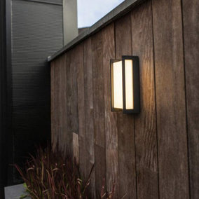 CGC Dark Grey Rectangular LED Outdoor Garden Porch Wall Light
