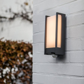 CGC Dark Grey Rectangular Motion Sensor LED Outdoor Garden Porch Wall Light