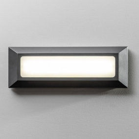 CGC Dark Grey Slim Wall Brick Light Surface Mount LED Natural White Colour  Weatherproof  Polycarbonate Outside Driveway Gate Lamp