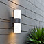 CGC Dark Grey Twin Cylindrical LED Outdoor Garden Porch Wall Light