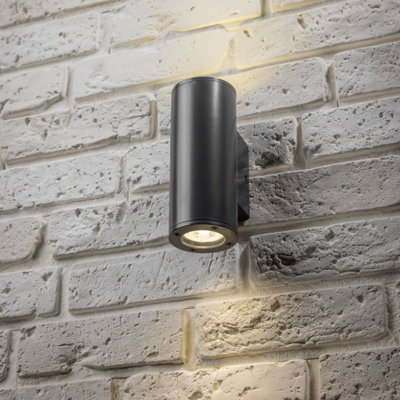 Buy CGC Dark Grey Up and Down GU10 Wall Light Round Cylinder Outdoor ...