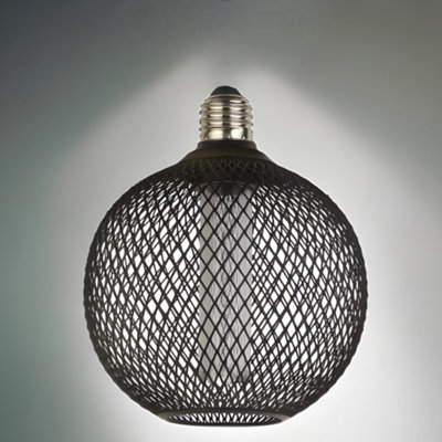 CGC Decorative Black Mesh Dimmable LED Bulb 1800K Ultra Warm Round Globe