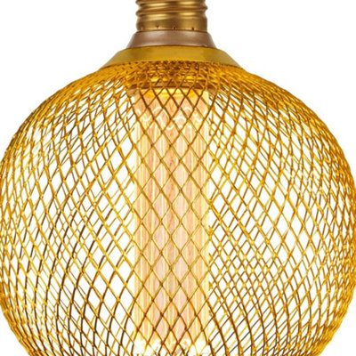 CGC Decorative Gold Mesh Dimmable LED Bulb 1800K Ultra Warm Round Globe