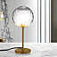 CGC DIXON Brushed Gold and Clear Glass Globe Diffuser Table Lamp Light