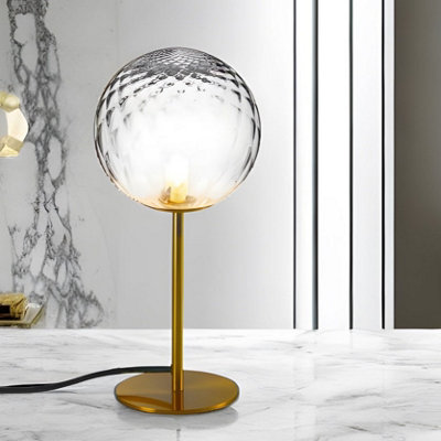 Clear glass deals globe table lamp