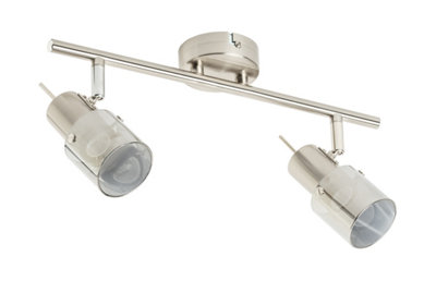 CGC Double Brushed Chrome Ceiling Spotlight Bar with Smoked Glass