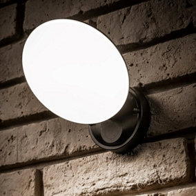 CGC EZRA Slim Round Black LED Outdoor Wall Light 10W 1000lm 4000k Natural White LED