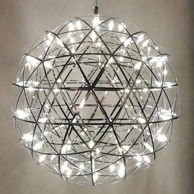 CGC FAWKES Cool White 40cm Chrome Large Silver Starburst Chandelier